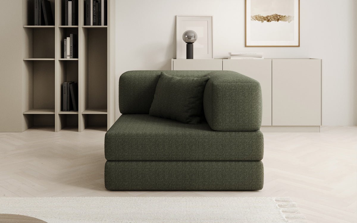 Projektowany fotel sofa Lazy w bouclé