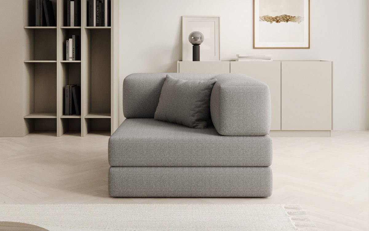 Projektowany fotel sofa Lazy w bouclé