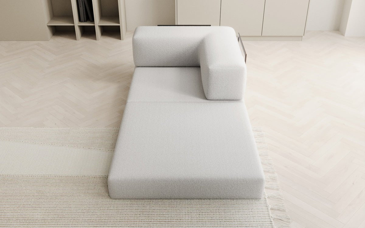 Projektowany fotel sofa Lazy w bouclé