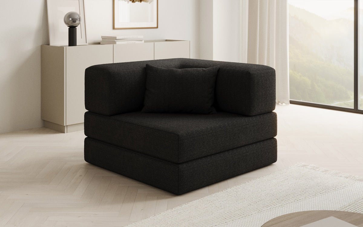 Projektowany fotel sofa Lazy w bouclé