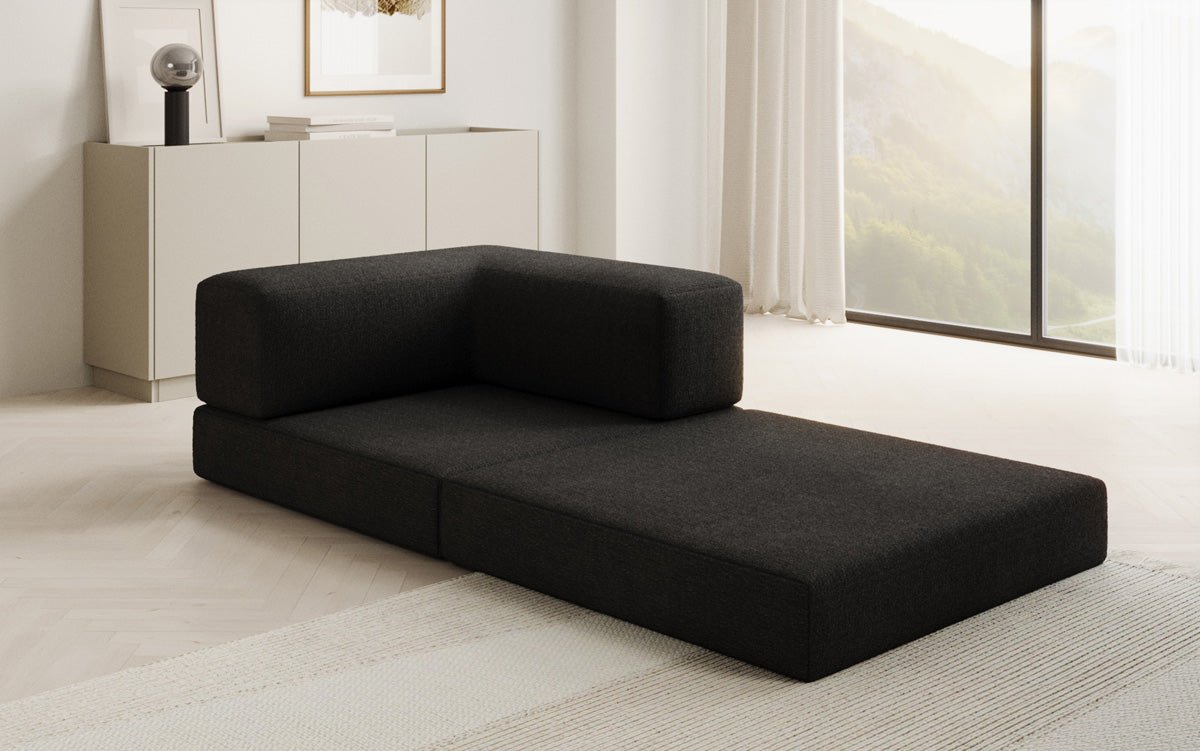 Projektowany fotel sofa Lazy w bouclé