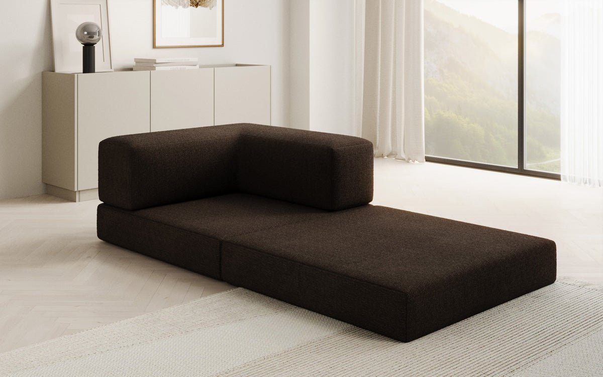 Projektowany fotel sofa Lazy w bouclé