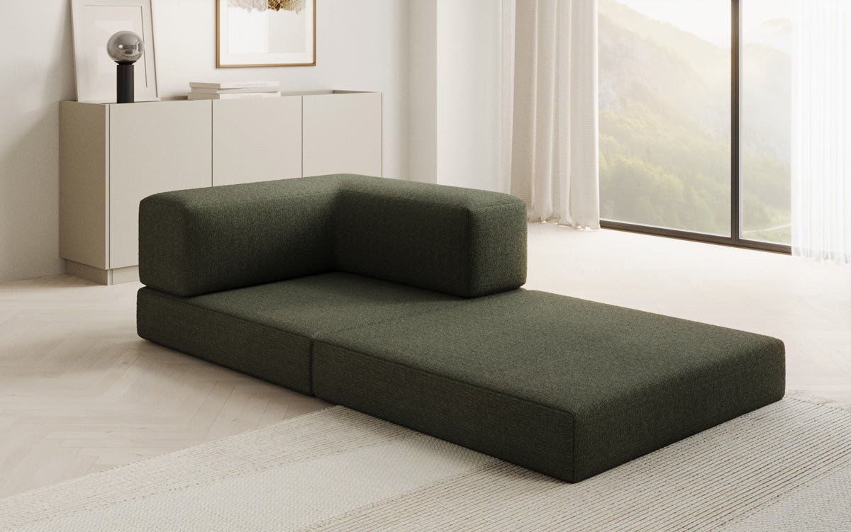 Projektowany fotel sofa Lazy w bouclé