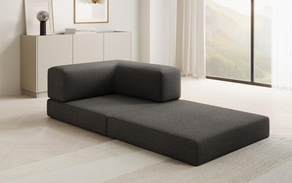 Projektowany fotel sofa Lazy w bouclé