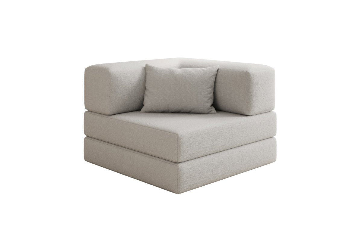 Projektowany fotel sofa Lazy w bouclé