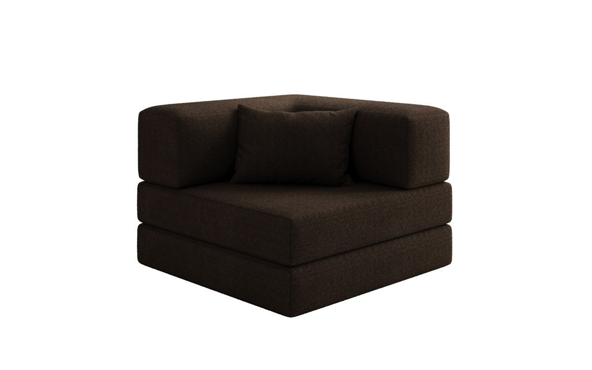 Projektowany fotel sofa Lazy w bouclé