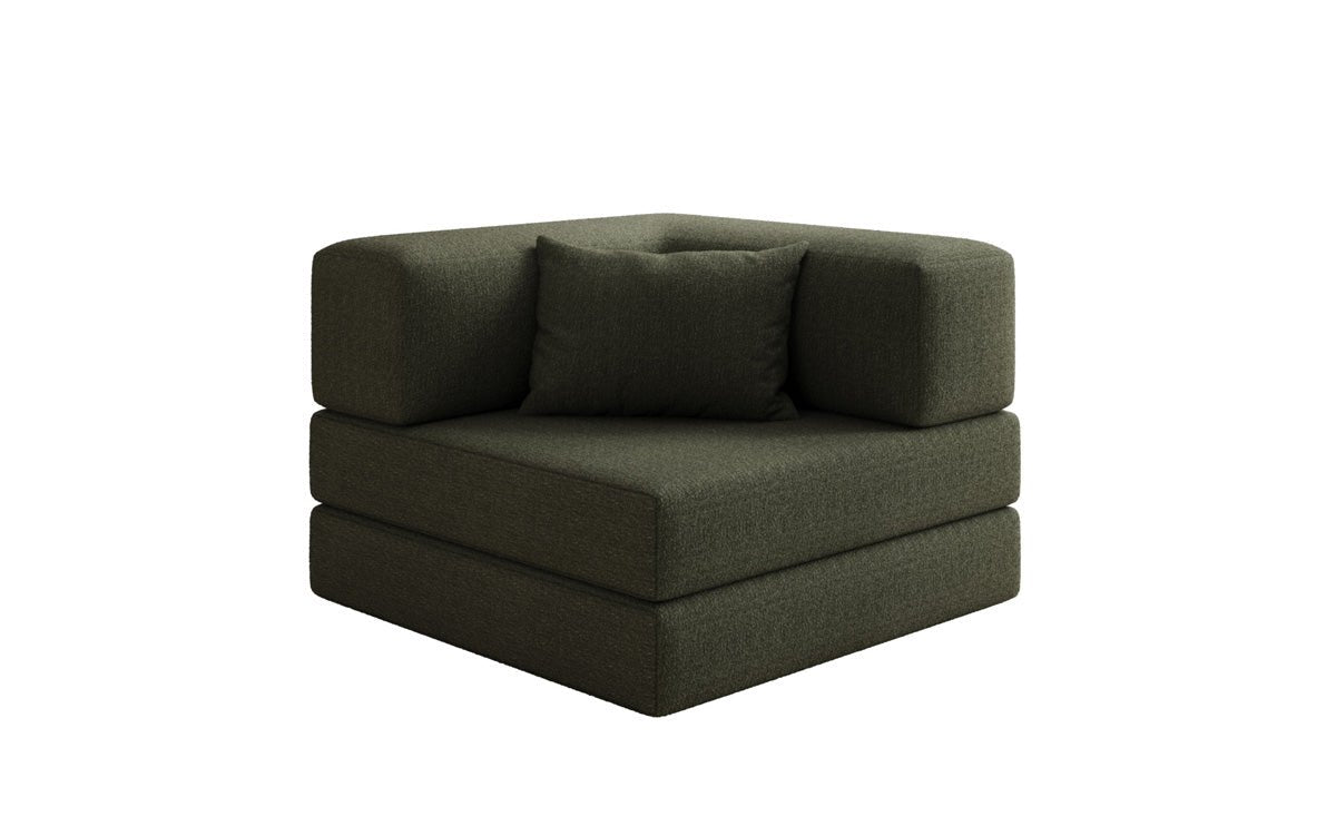 Projektowany fotel sofa Lazy w bouclé