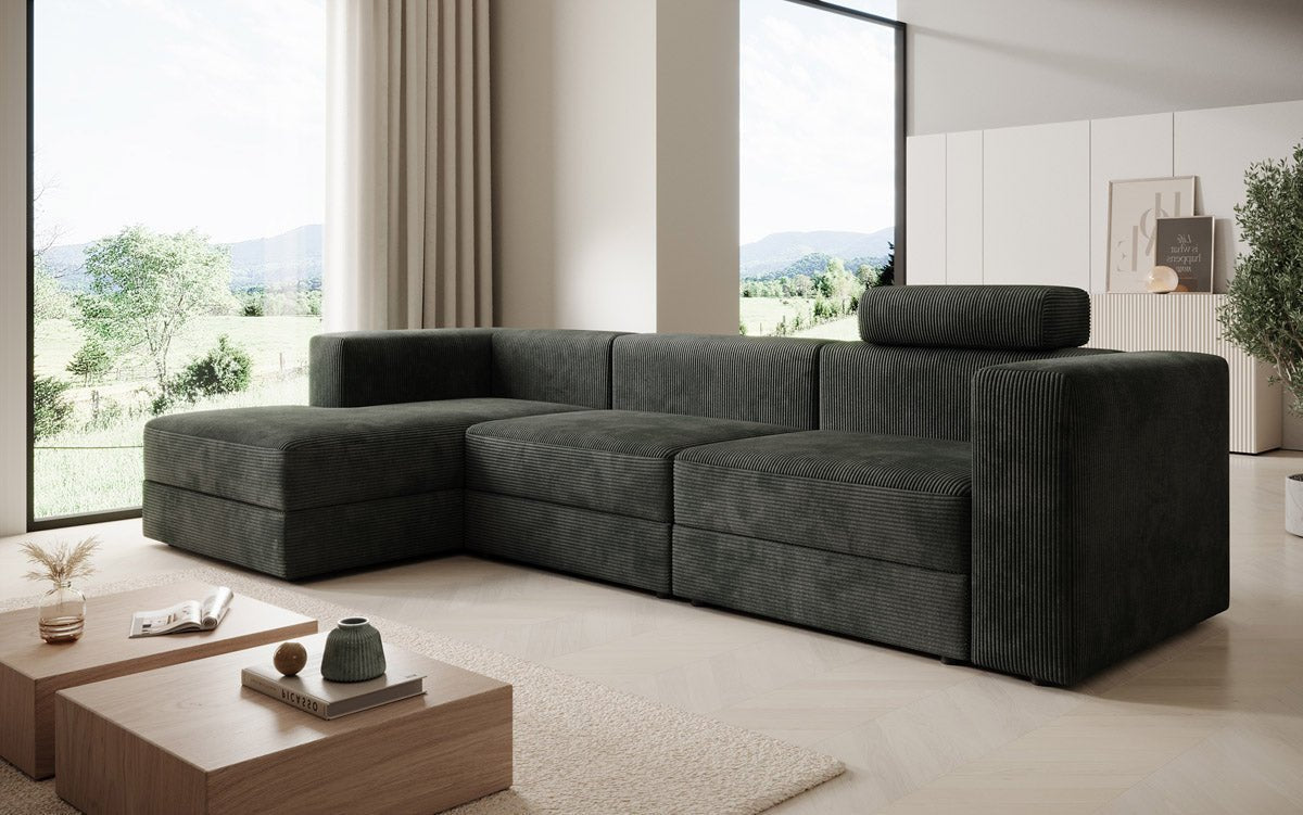 Sofa designerska Stockholm w kordzie z miejscem do przechowywania