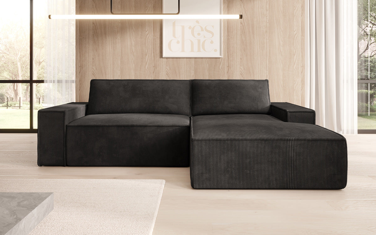 Sofa designerskie Corino w kordzie z funkcją spania i składania