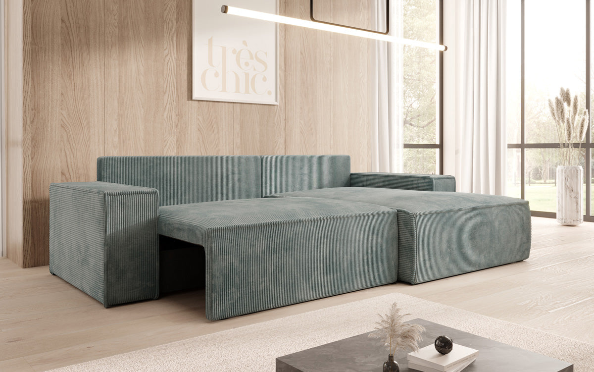 Sofa designerskie Corino w kordzie z funkcją spania i składania