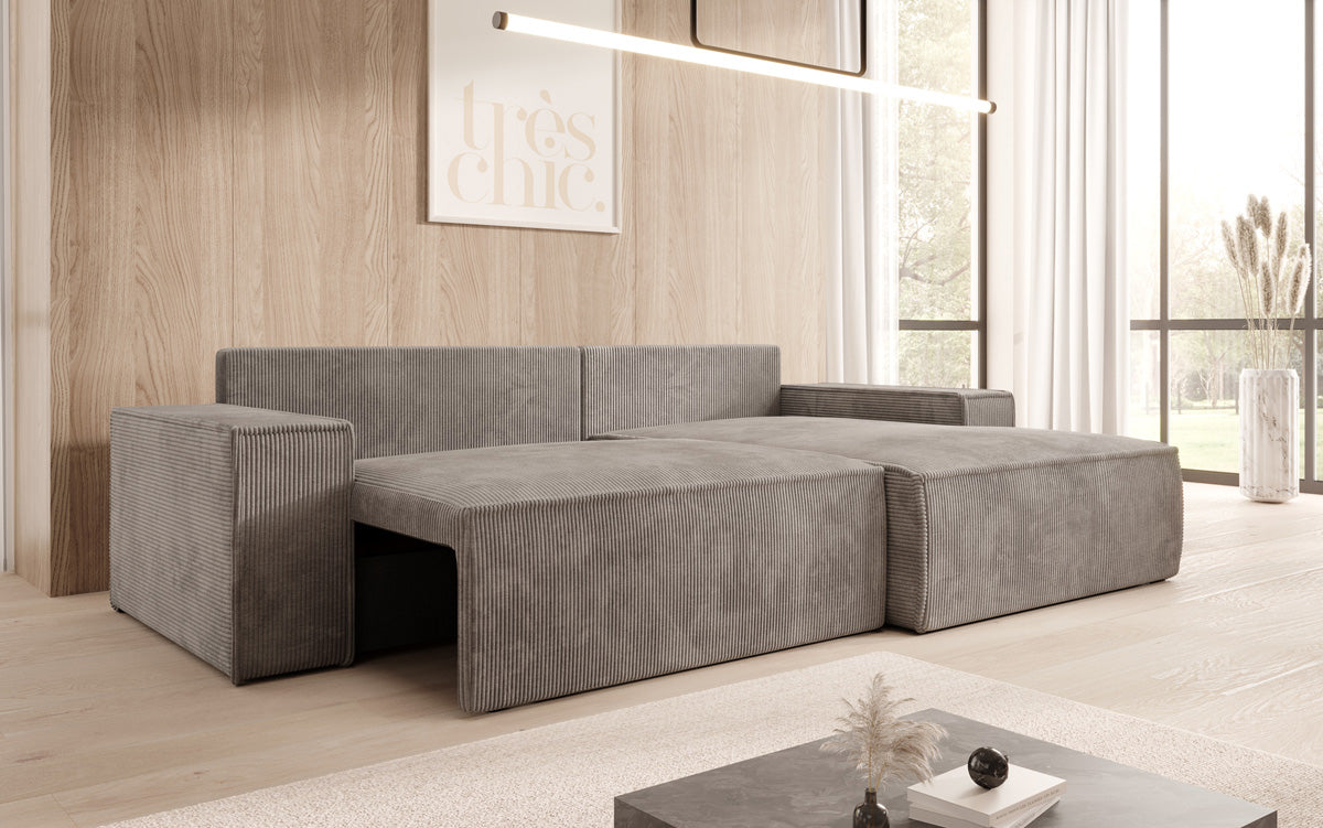 Sofa designerskie Corino w kordzie z funkcją spania i składania