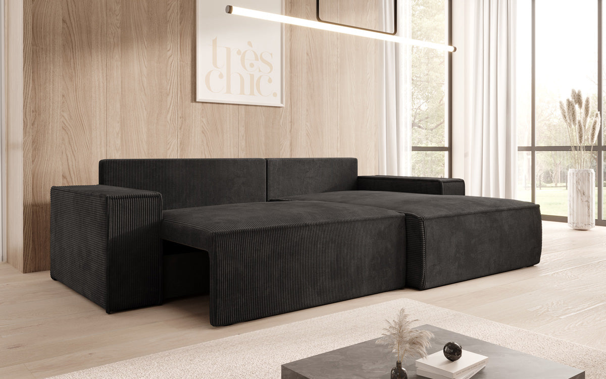 Sofa designerskie Corino w kordzie z funkcją spania i składania