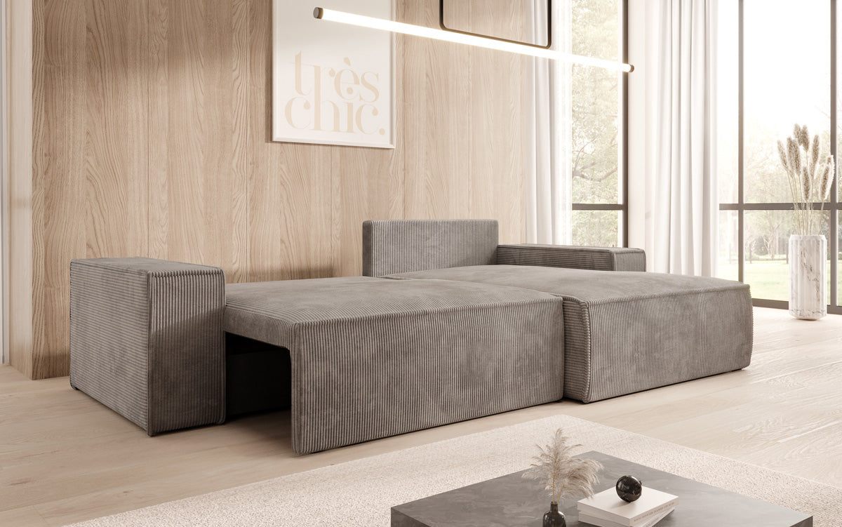 Sofa designerskie Corino w kordzie z funkcją spania i składania