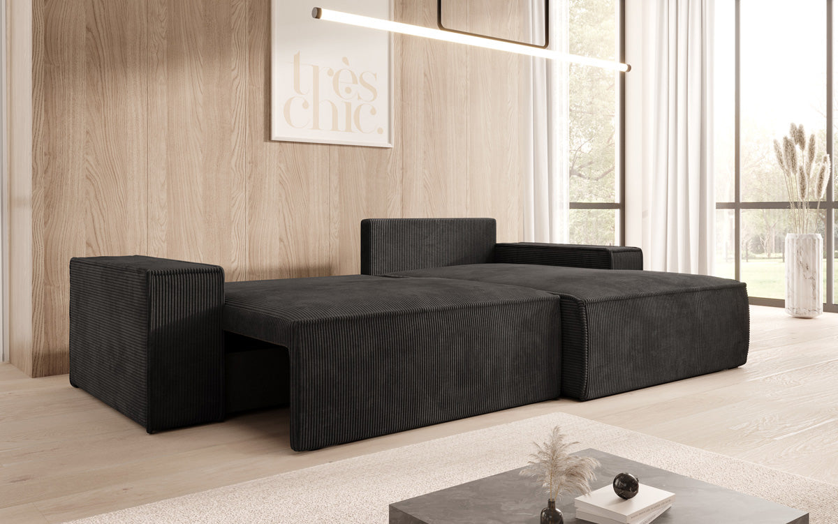 Sofa designerskie Corino w kordzie z funkcją spania i składania