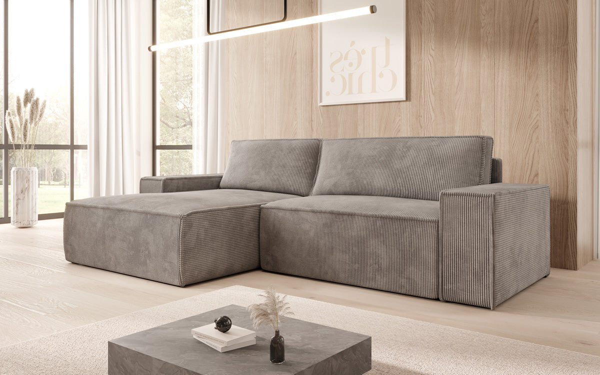 Sofa designerskie Corino w kordzie z funkcją spania i składania