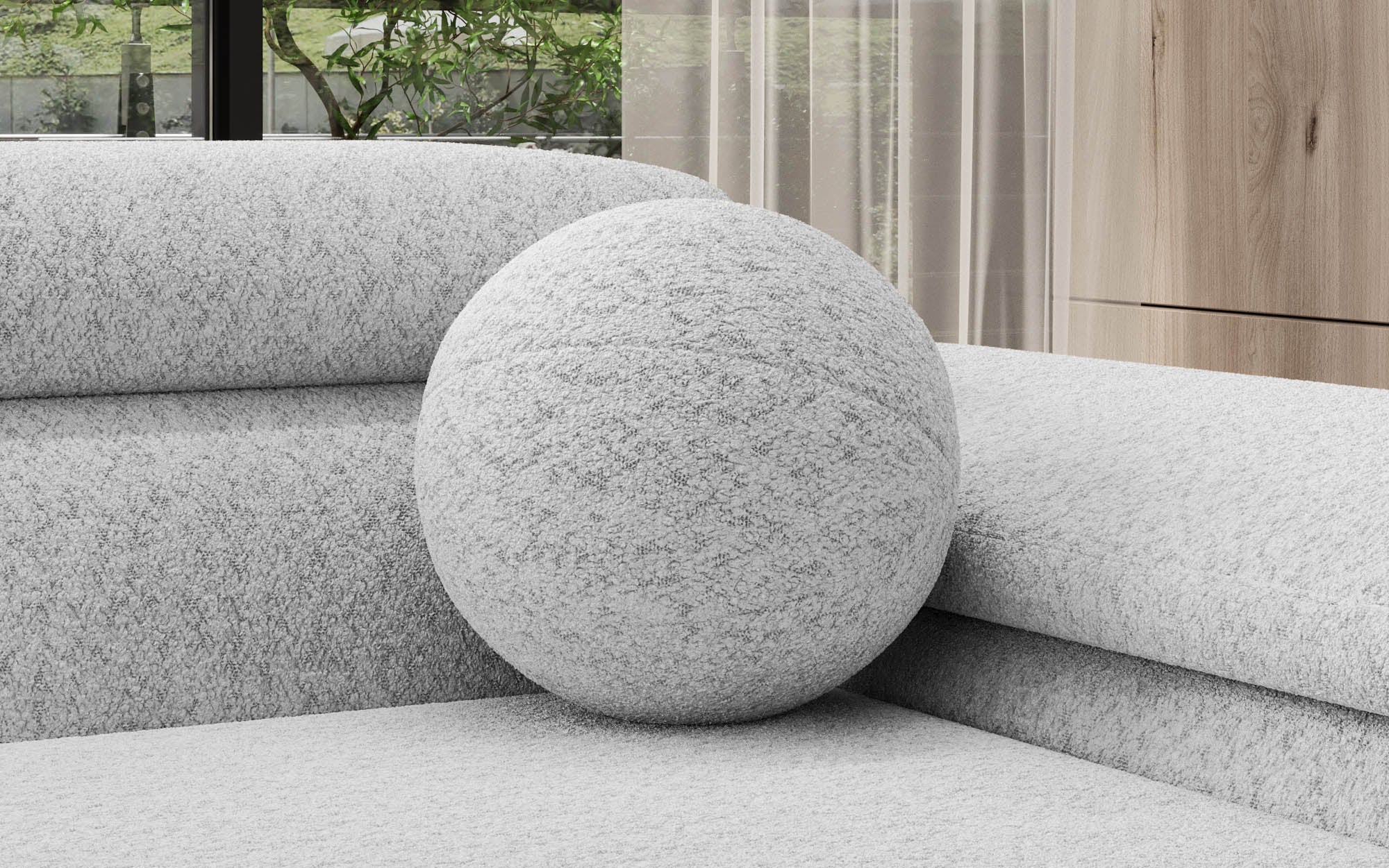 Okrągła poduszka dekoracyjna Globe ⌀28 cm z bouclé