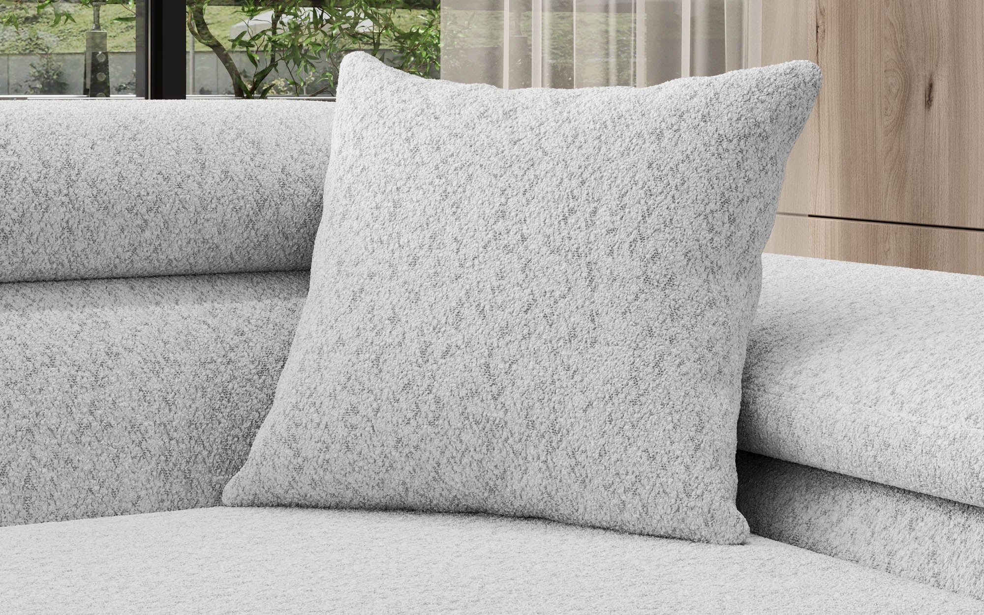 Quadratische Zierkissen Gava 50x50 aus Bouclé