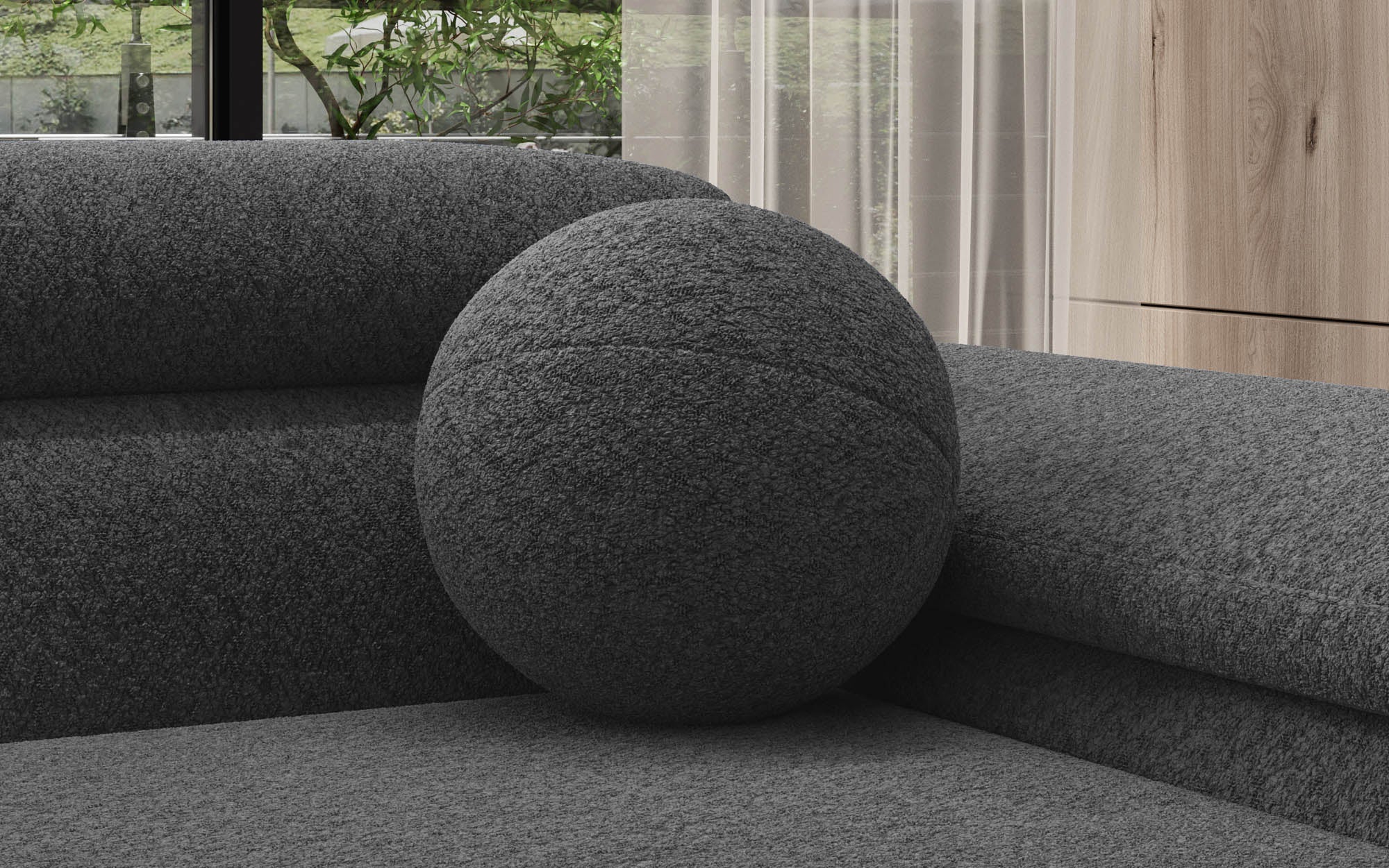 Okrągła poduszka dekoracyjna Globe ⌀28 cm z bouclé