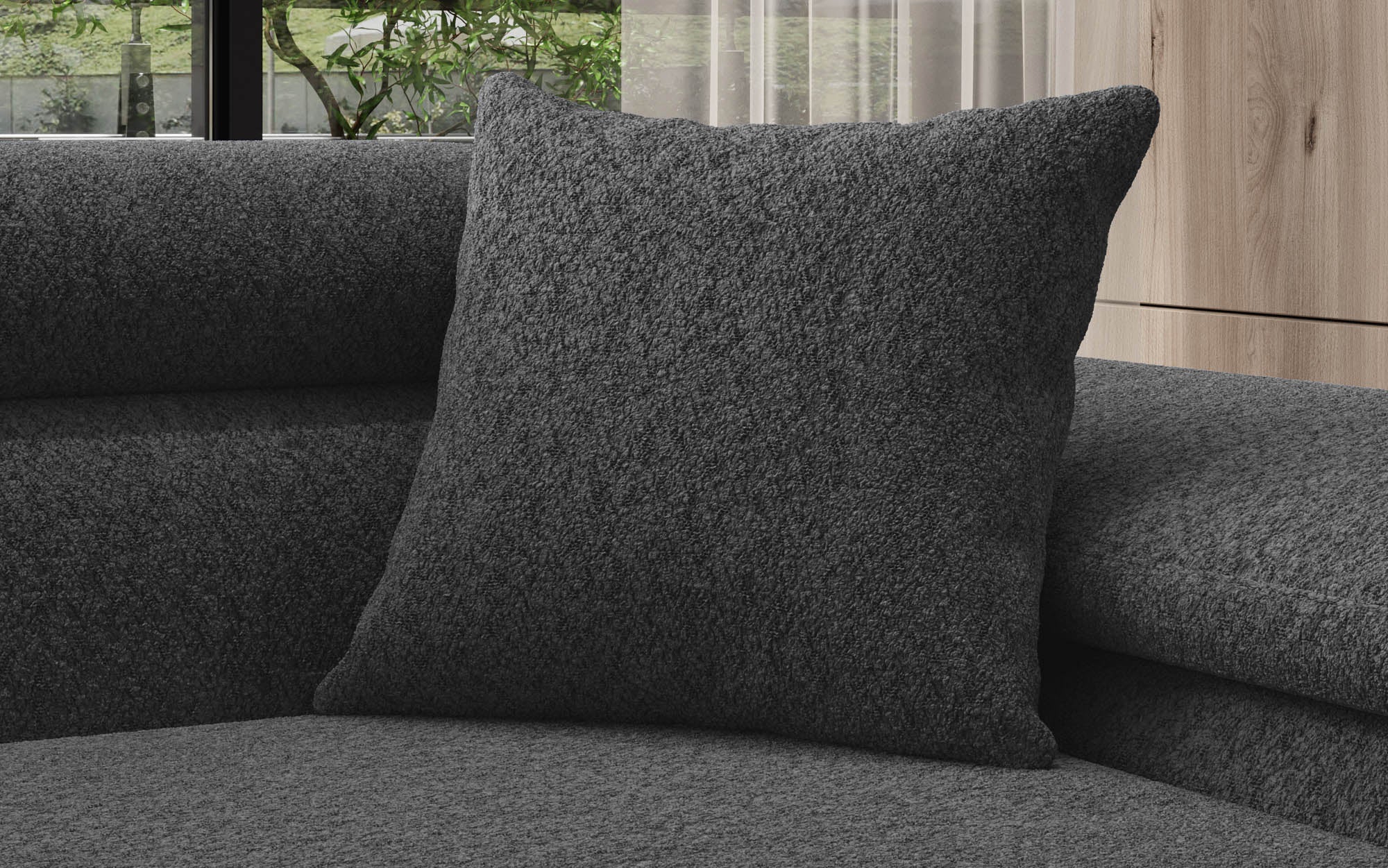 Quadratische Zierkissen Gava 50x50 aus Bouclé