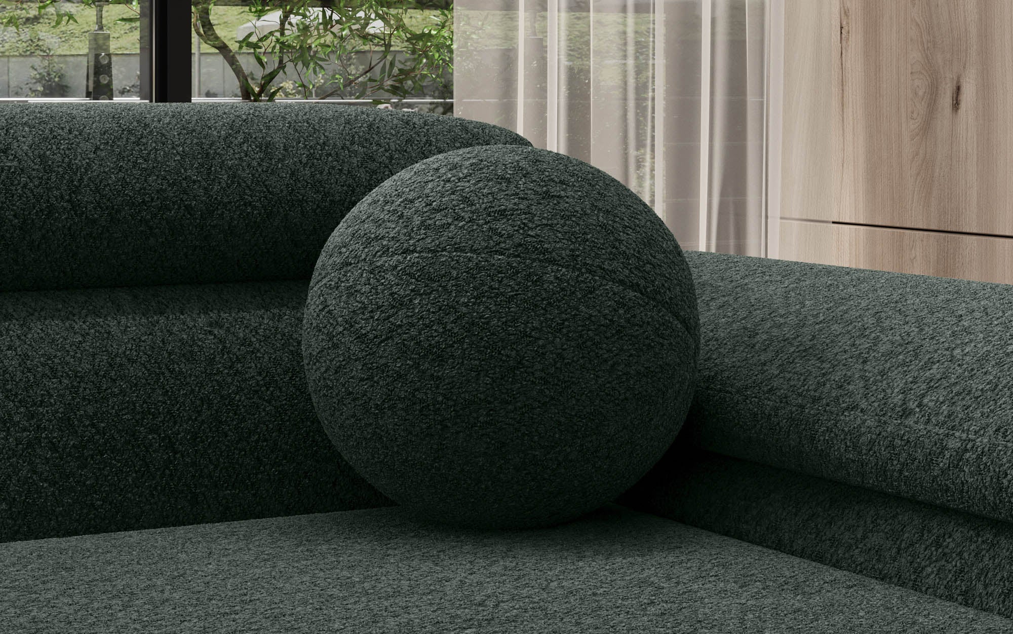 Okrągła poduszka dekoracyjna Globe ⌀28 cm z bouclé