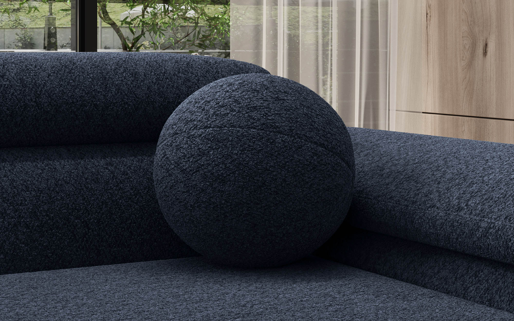 Okrągła poduszka dekoracyjna Globe ⌀28 cm z bouclé
