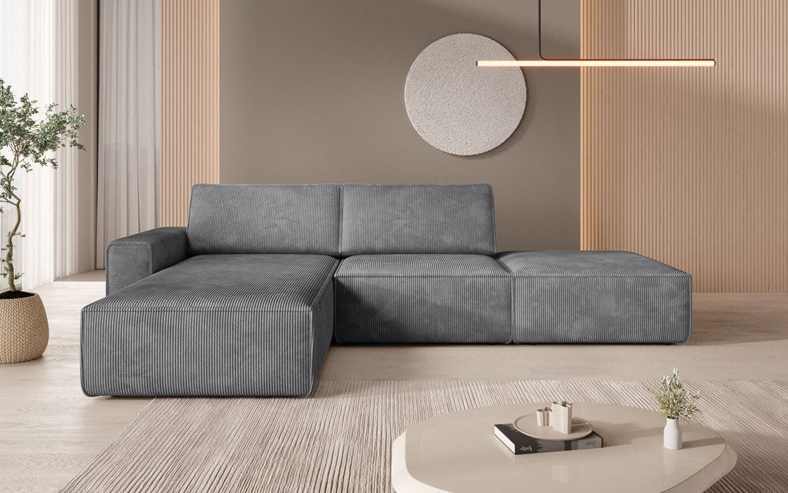 Modularna narożna sofa Yuma z pufą boczną z kordu