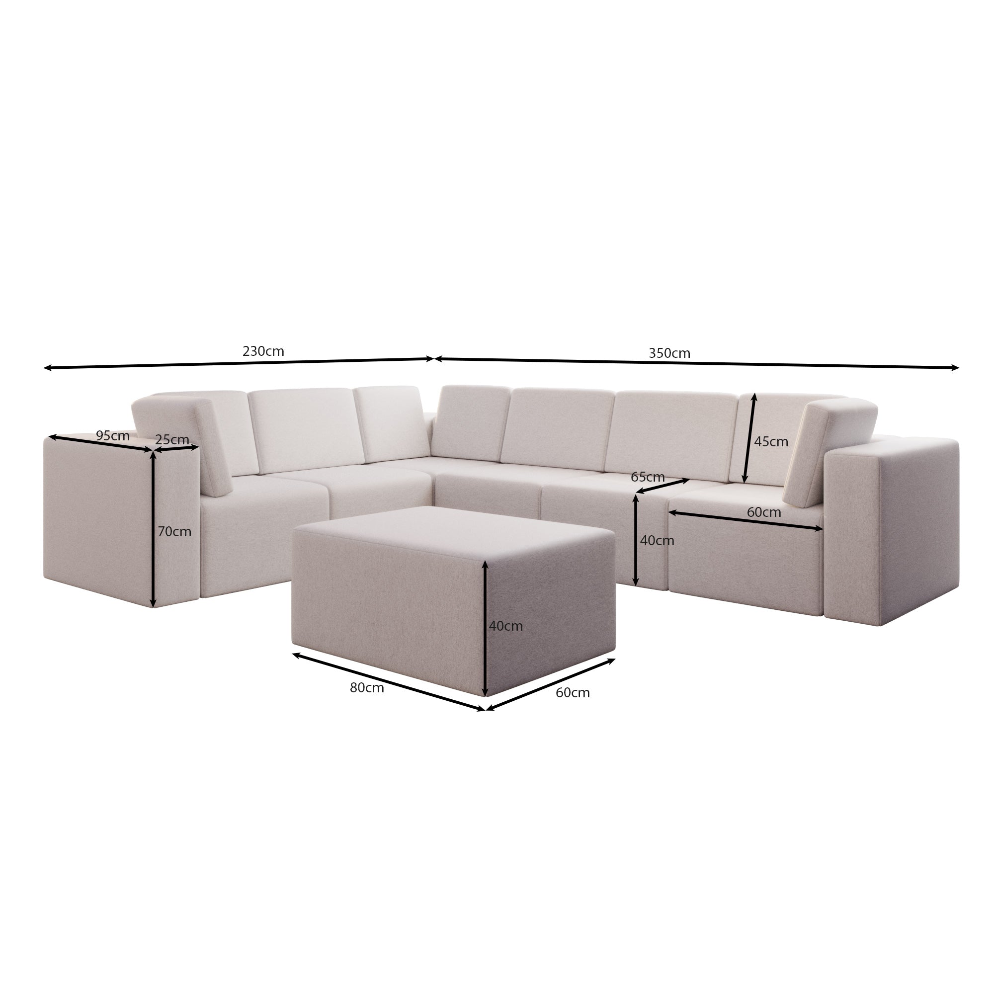 Modularna sofa ogrodowa Eden L Maxi z pufem bocznym