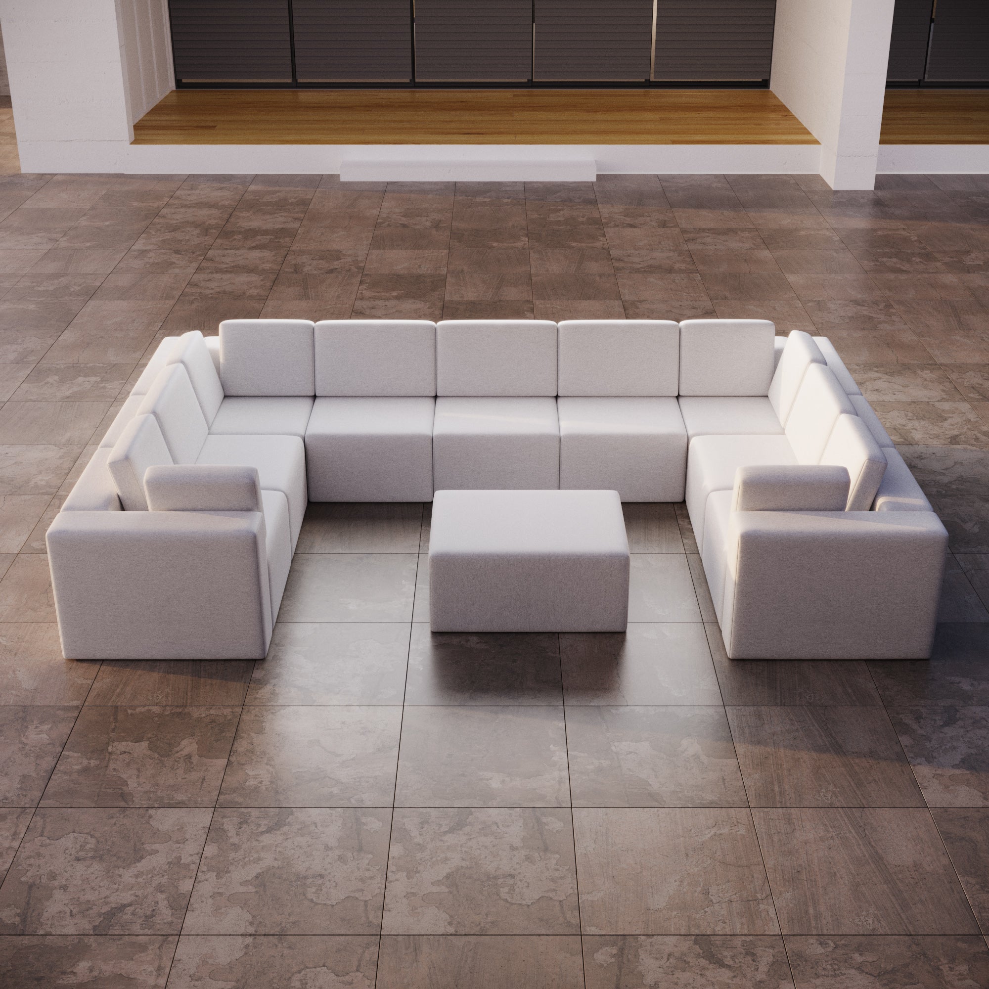 Modularna sofa ogrodowa Eden U closed z dodatkowym taboretem