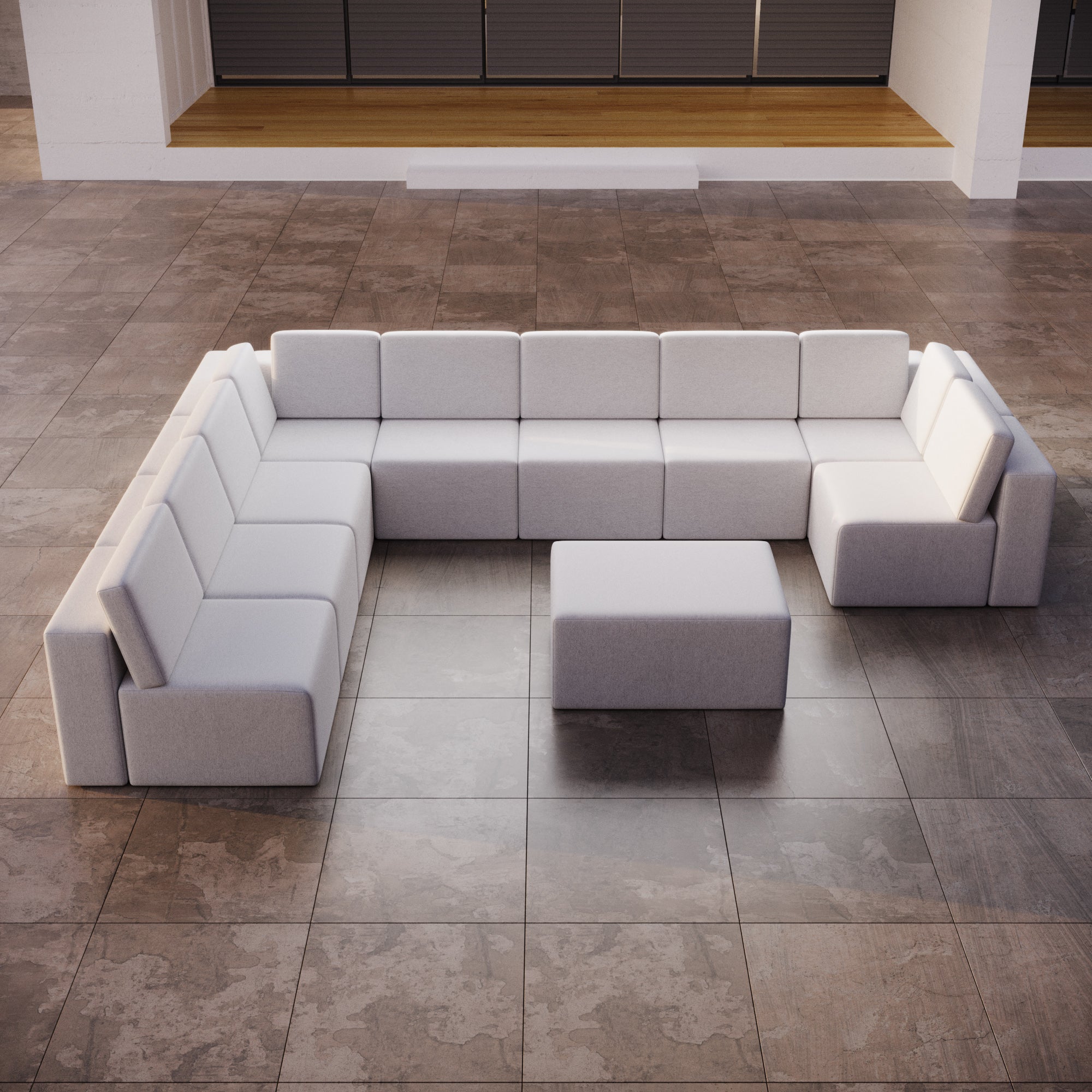 Modularna sofa ogrodowa Eden U open z dodatkowym taboretem