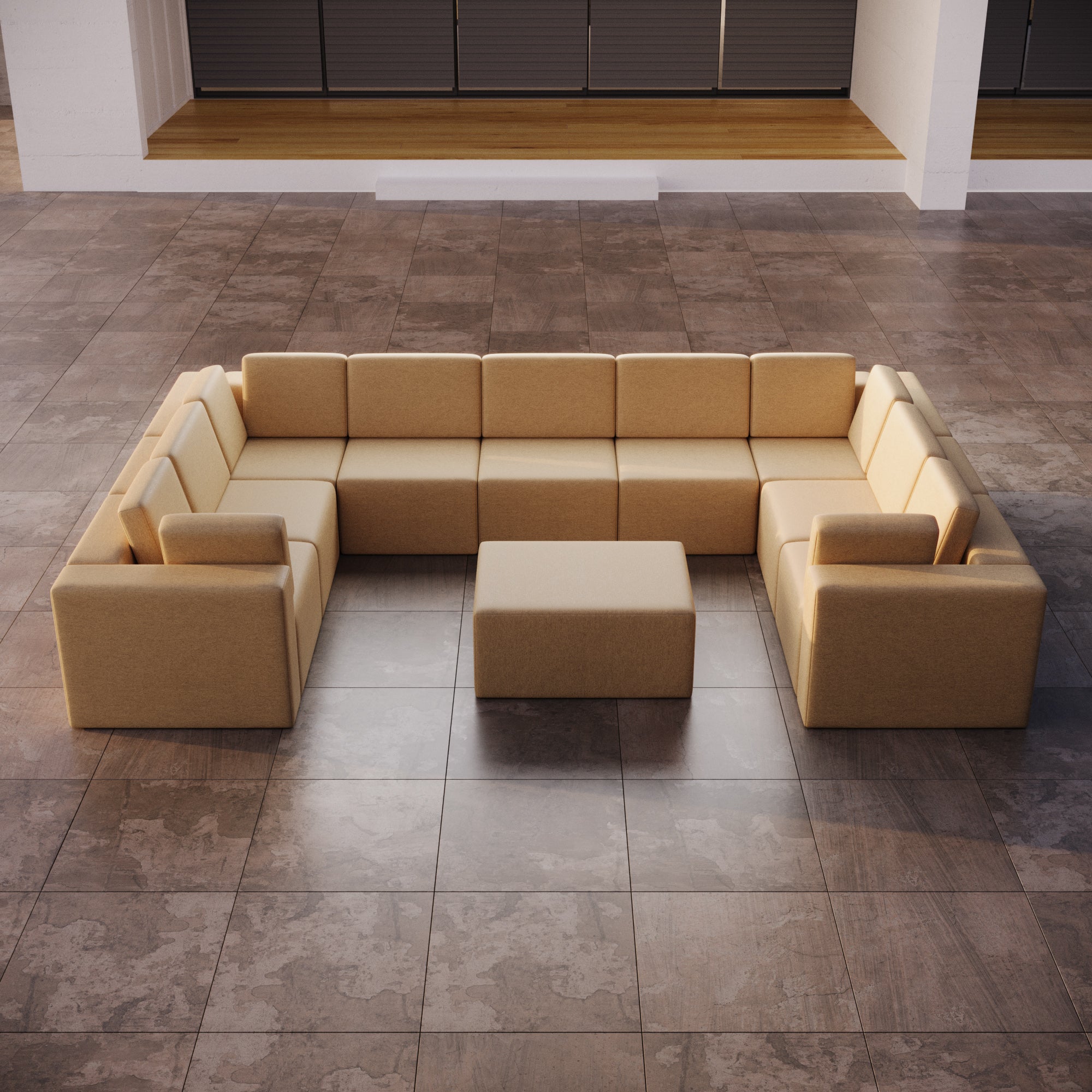 Modularna sofa ogrodowa Eden U closed z dodatkowym taboretem