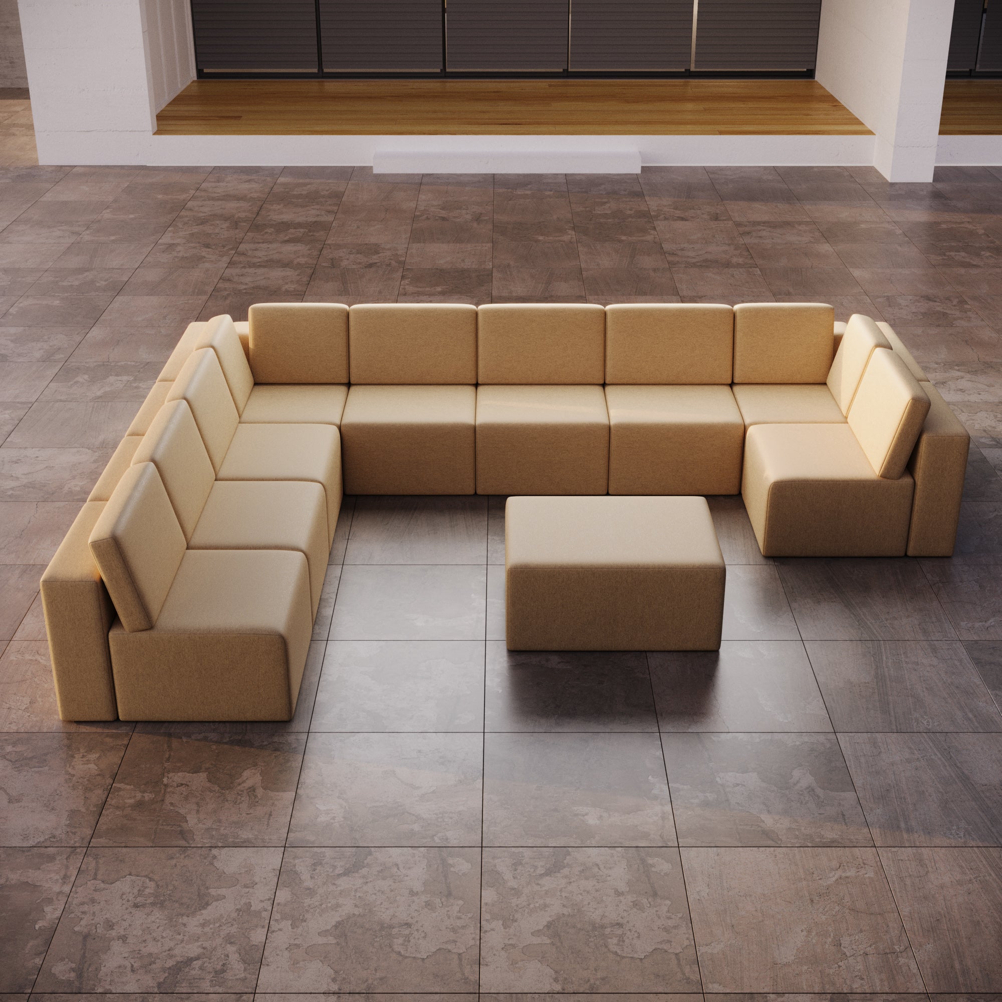 Modularna sofa ogrodowa Eden U open z dodatkowym taboretem