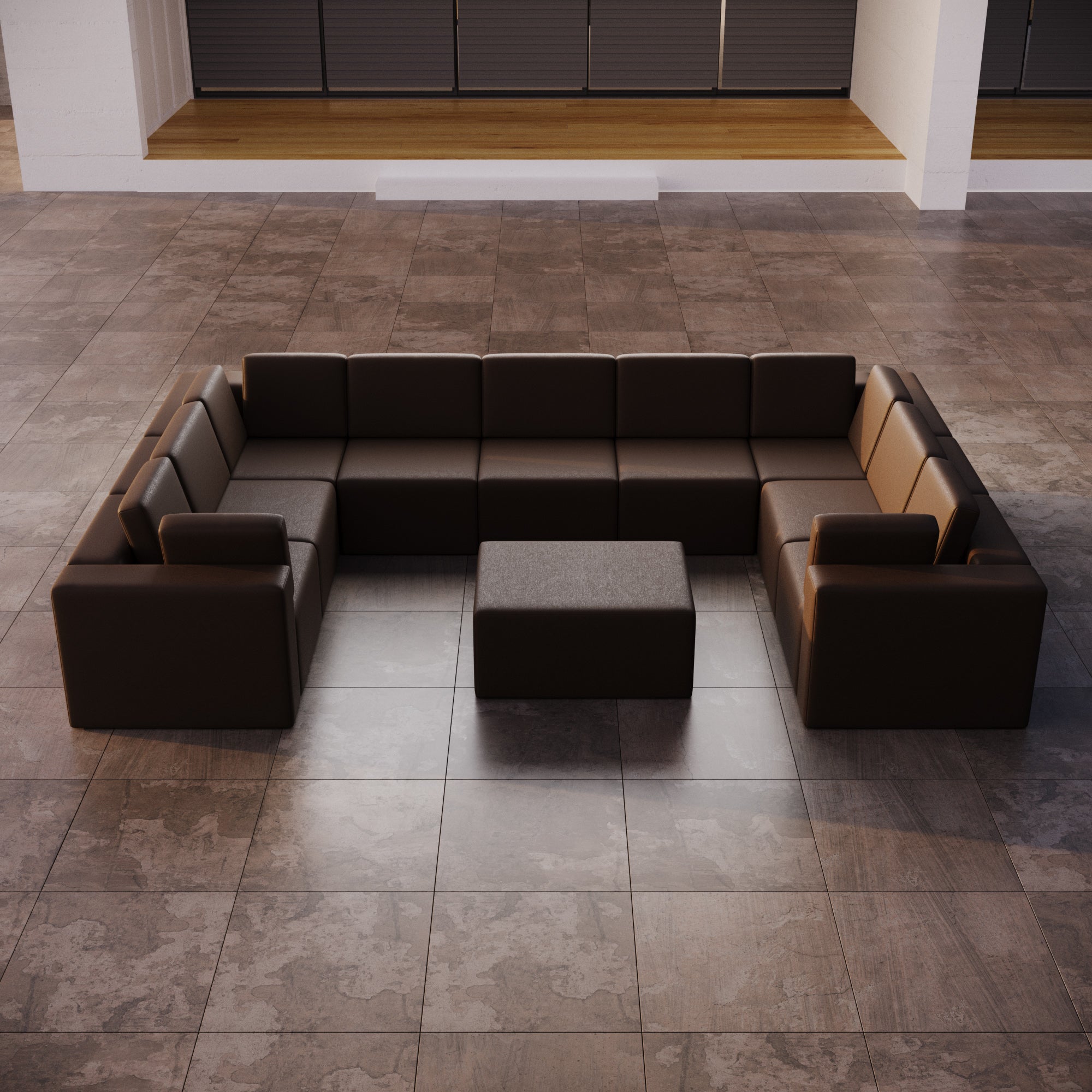 Modularna sofa ogrodowa Eden U closed z dodatkowym taboretem