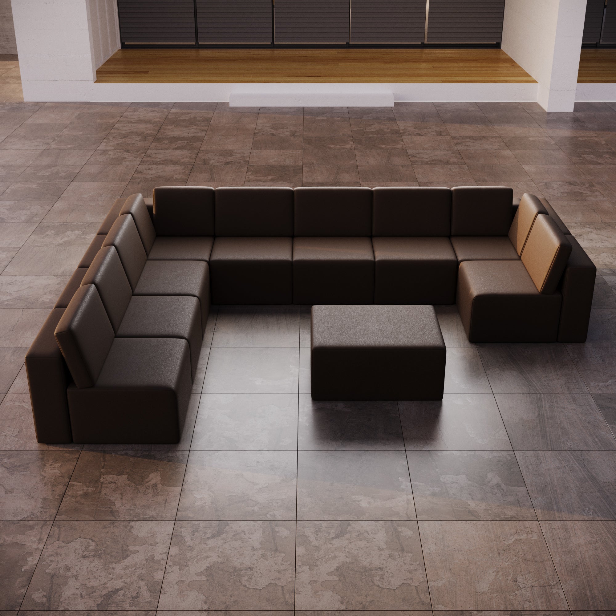 Modularna sofa ogrodowa Eden U open z dodatkowym taboretem