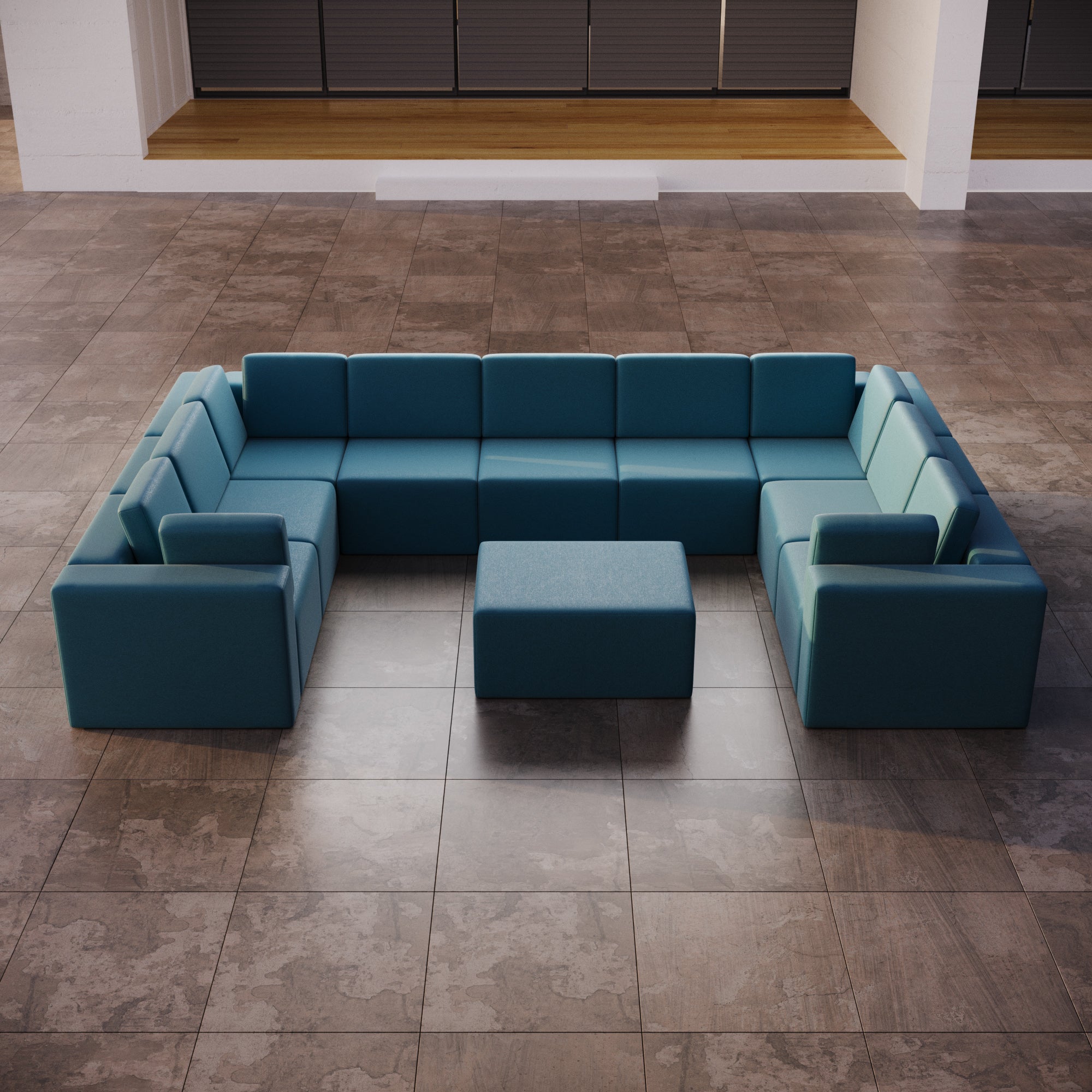 Modularna sofa ogrodowa Eden U closed z dodatkowym taboretem