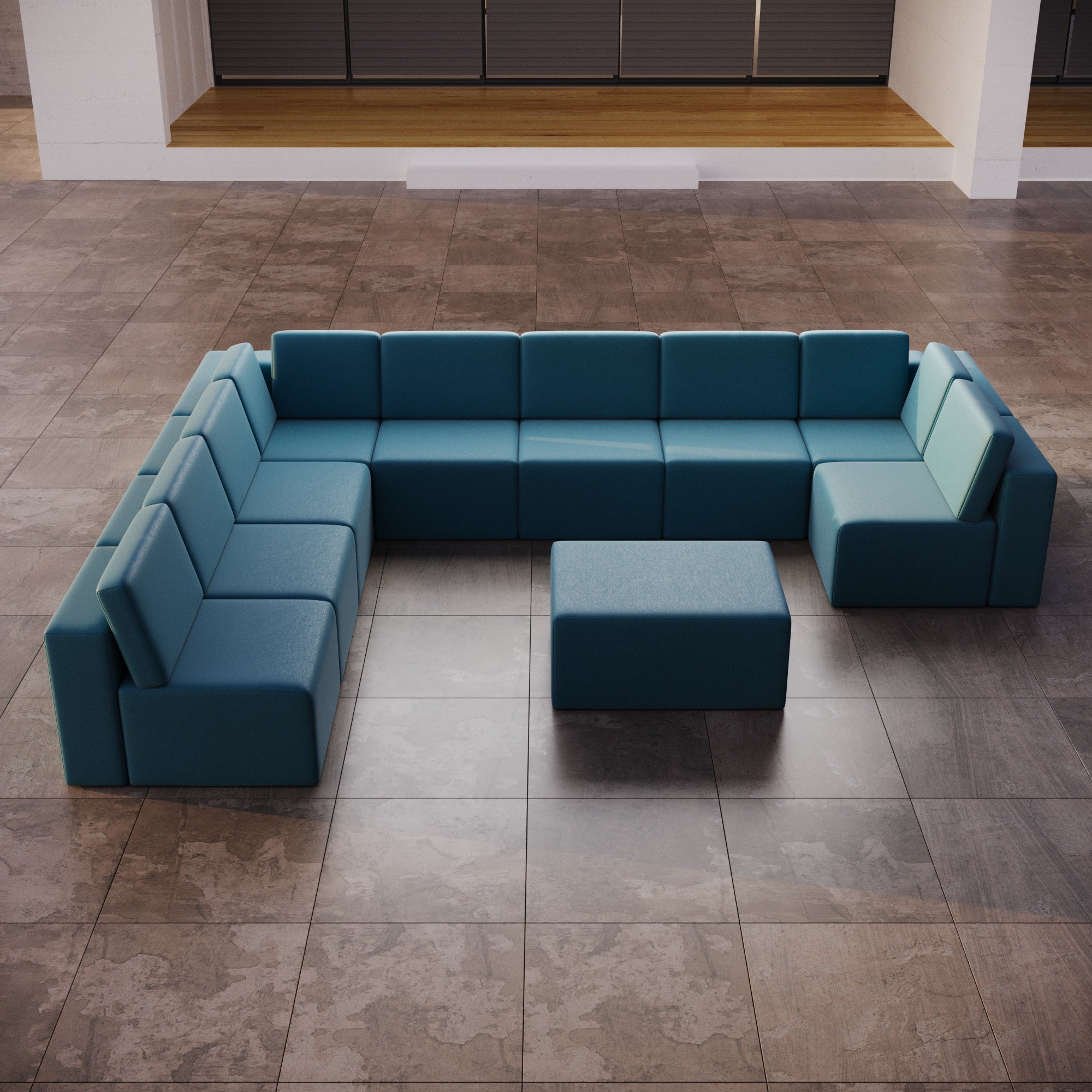 Modularna sofa ogrodowa Eden U open z dodatkowym taboretem