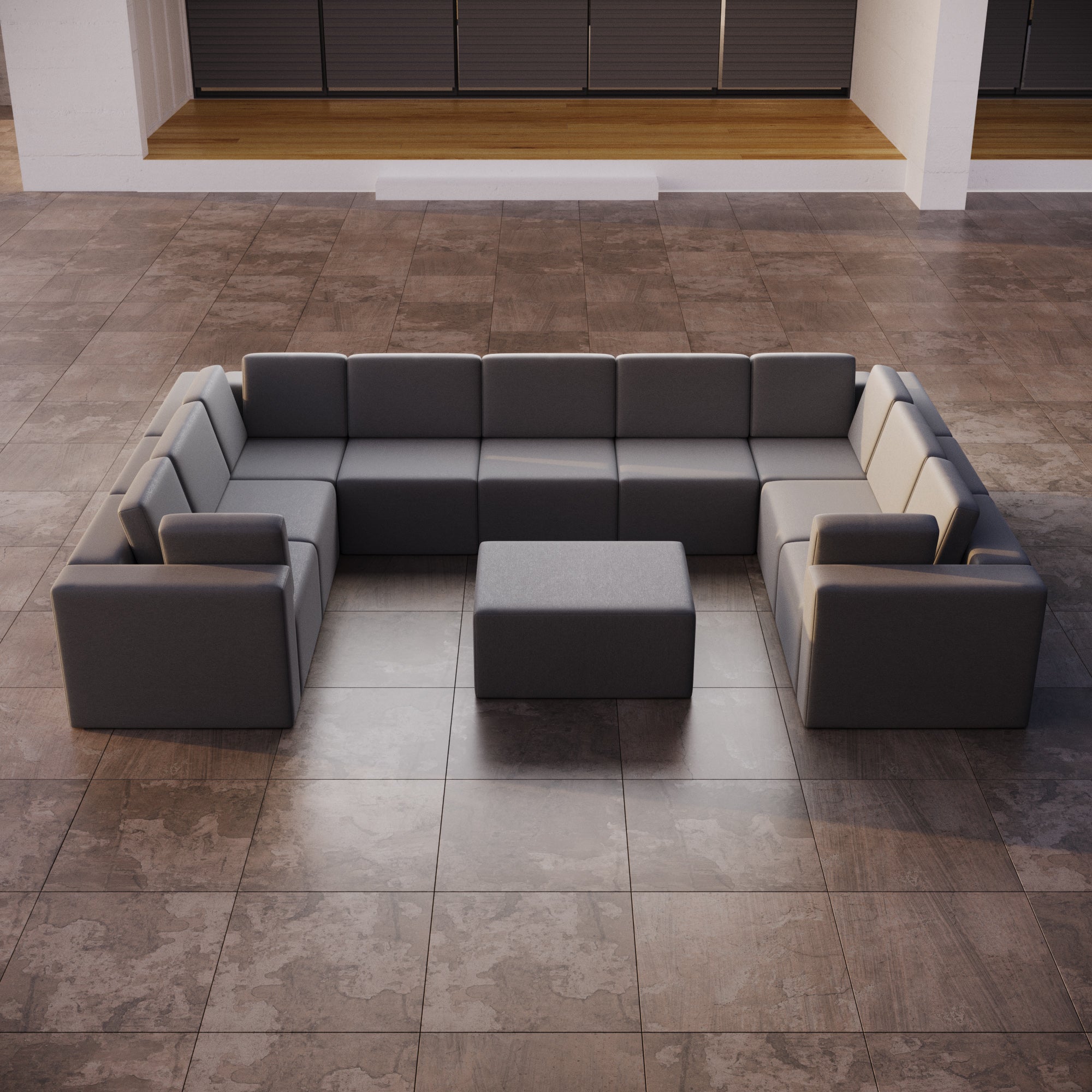 Modularna sofa ogrodowa Eden U closed z dodatkowym taboretem