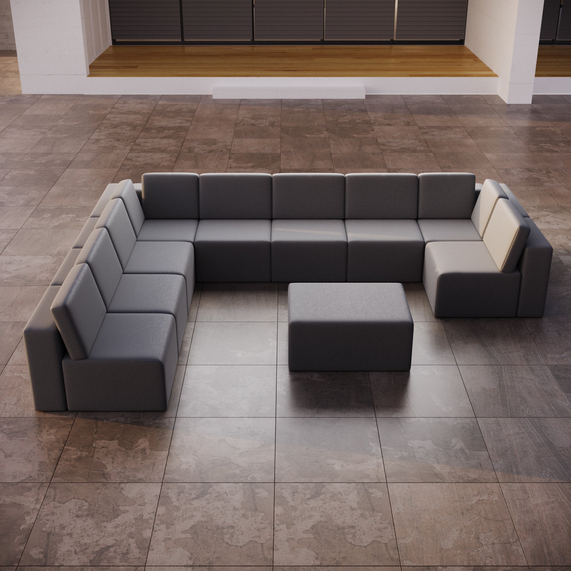 Modularna sofa ogrodowa Eden U open z dodatkowym taboretem