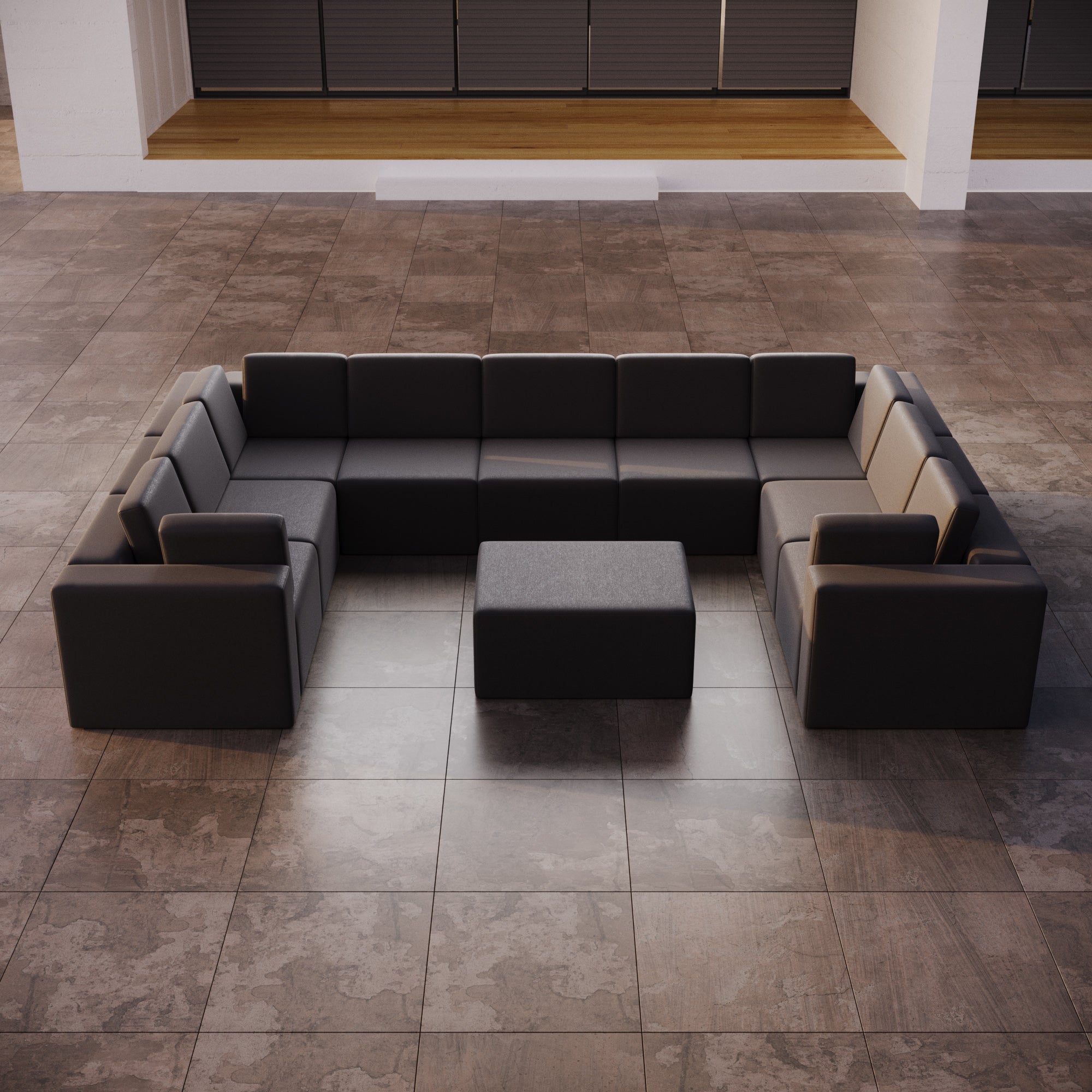 Modularna sofa ogrodowa Eden U closed z dodatkowym taboretem