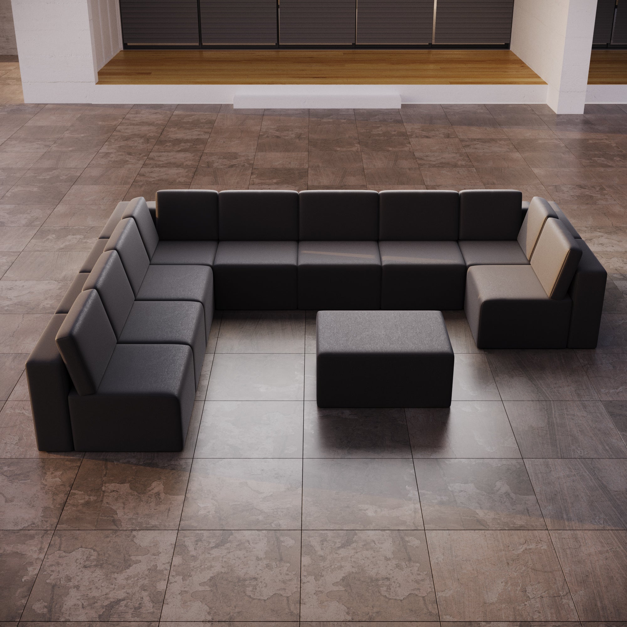 Modularna sofa ogrodowa Eden U open z dodatkowym taboretem