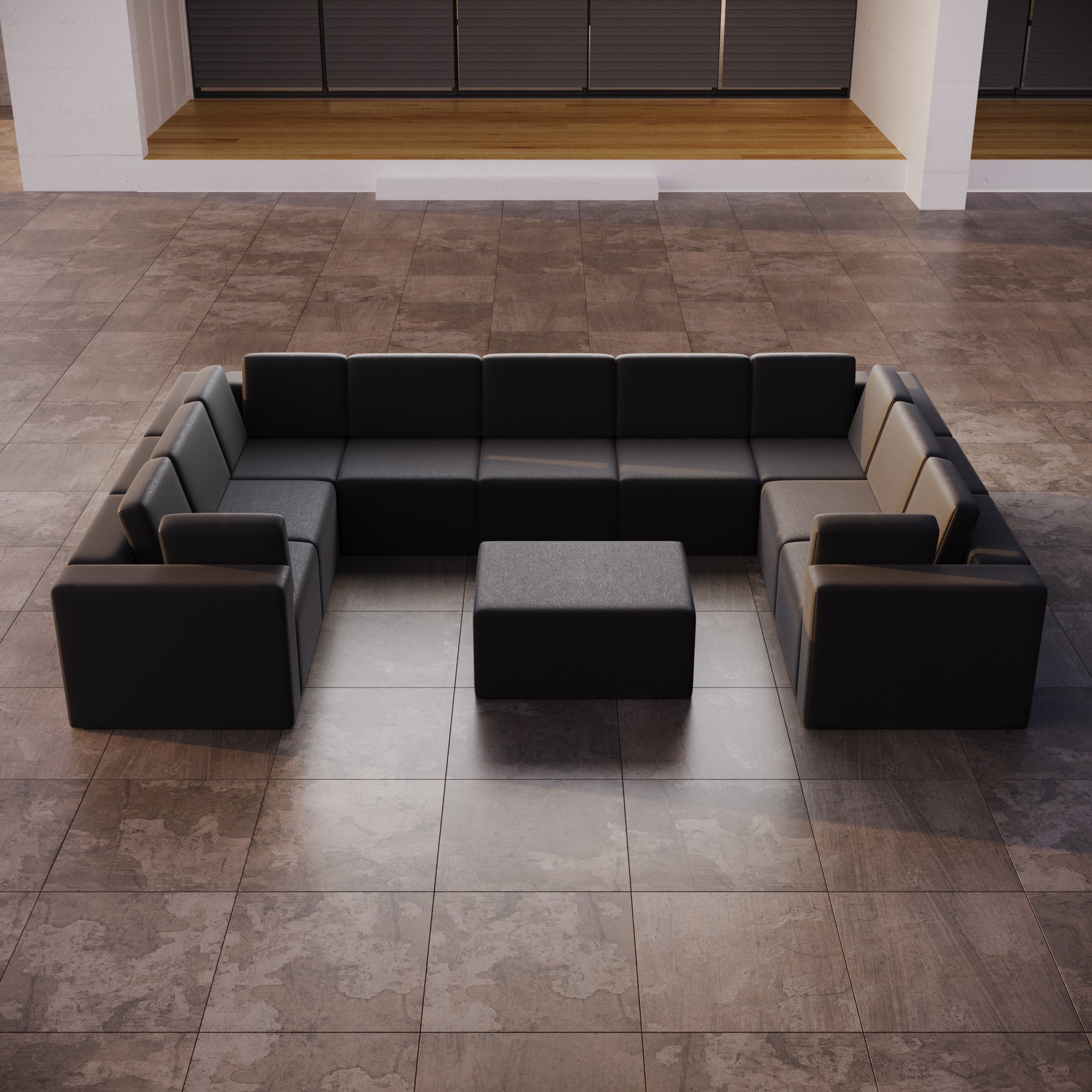 Modularna sofa ogrodowa Eden U closed z dodatkowym taboretem