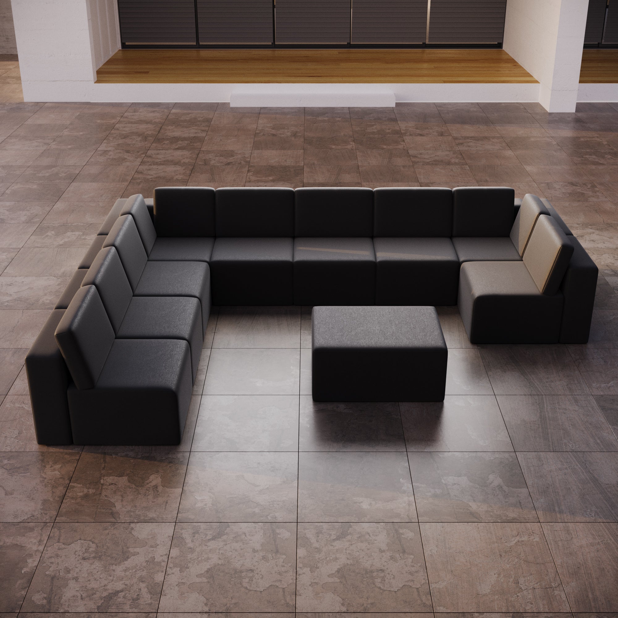 Modularna sofa ogrodowa Eden U open z dodatkowym taboretem
