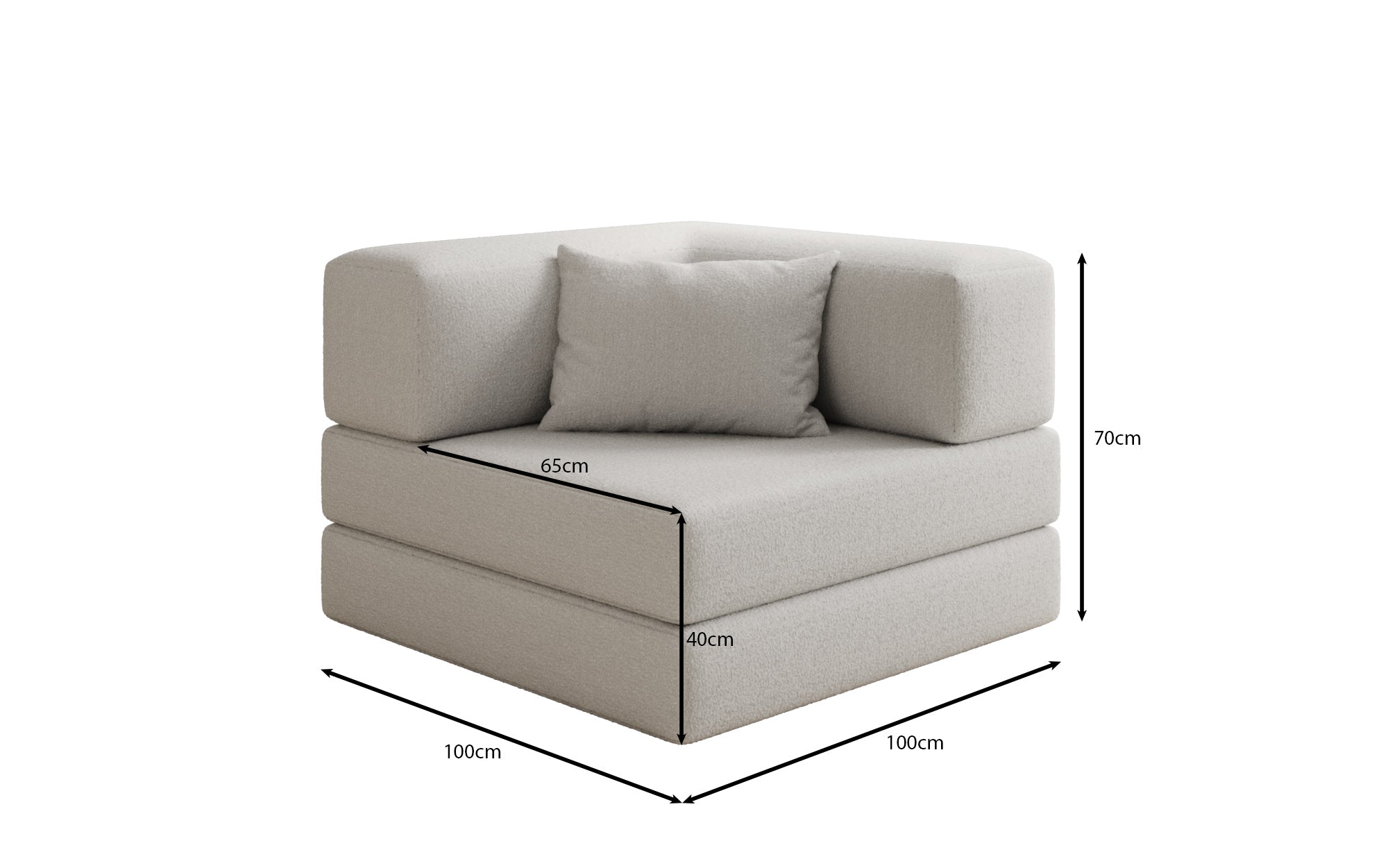 Projektowany fotel sofa Lazy w bouclé